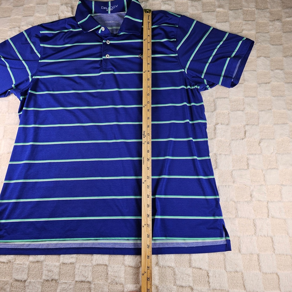 Draddy Sport Mens XL Polo Shirt Striped Blue‎ Golf USA Made Acorn Logo - Picture 3 of 9